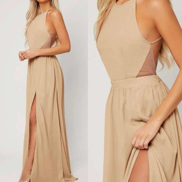 Luxe champagne open back maxi dress - Picture 2 of 16